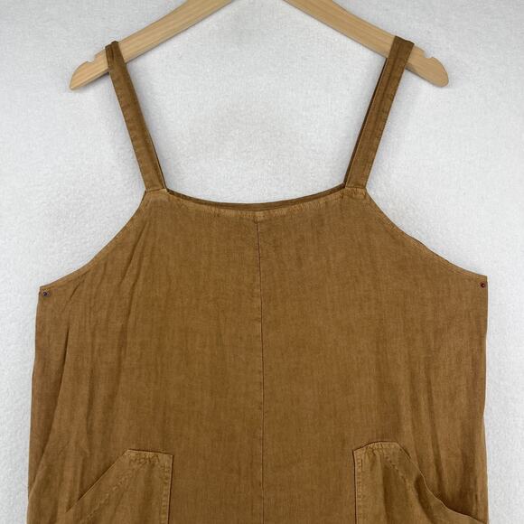 UNIVERSAL THREAD Overalls M Utility Cropped Jumpsuit Relaxed Linen Blend Brown - Picture 5 of 12